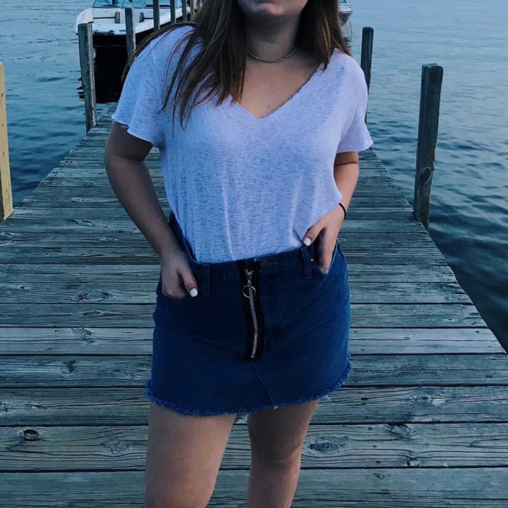 UO Zip up Denim Skirt